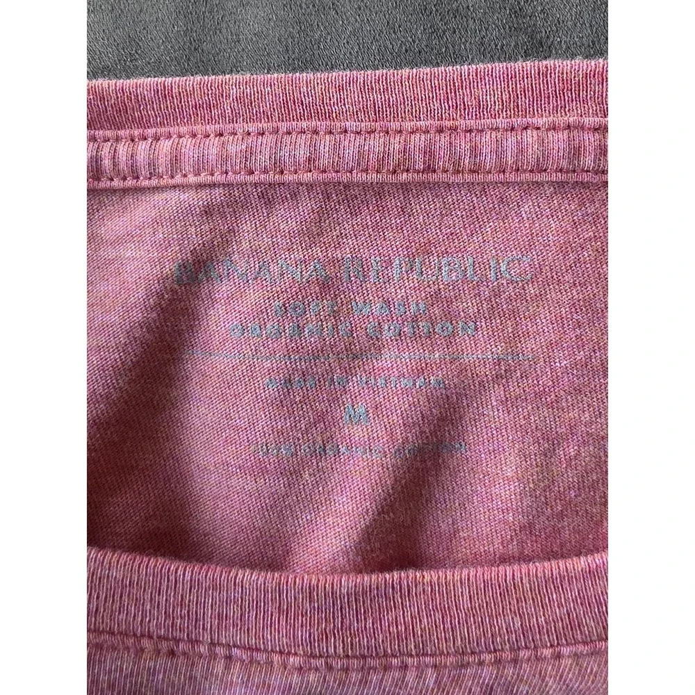 Banana Republic Men's T-Shirt M Pink Solid Cotton Short Sleeve Crew Tee Top